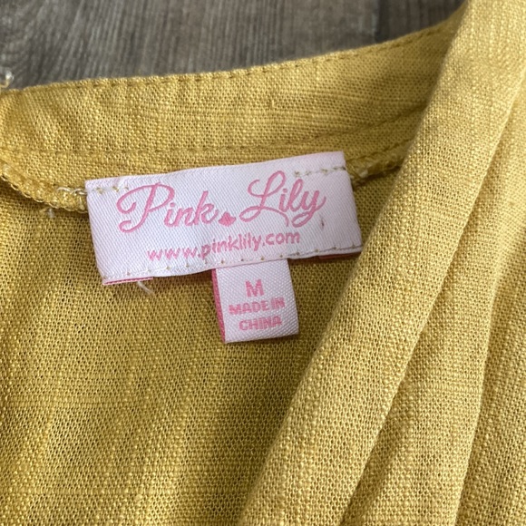 Pink Lily Mustard Yellow Romper - Picture 4 of 7